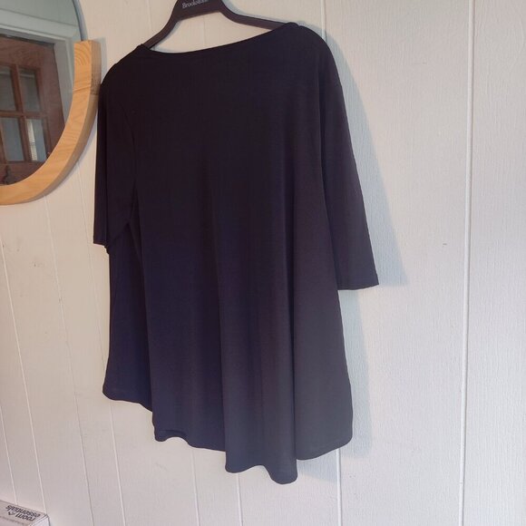 Shirttail Ultimate Tee Chico's Size 2 (12-14) Poly-Spandex Flutter sleeve - Picture 1 of 6